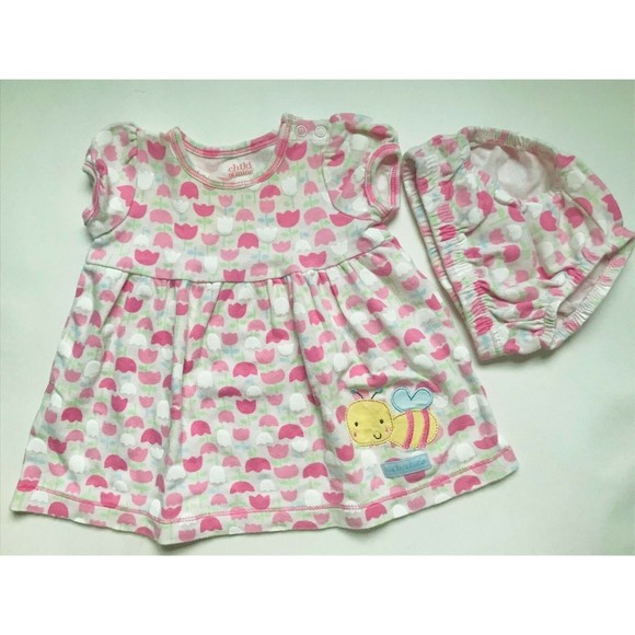 Girl's Size 3M 0-3 Months Two Piece Carter's Pink Such A Cutie Bumble Bee Dress - Picture 1 of 6